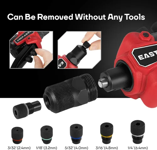 Vista 10 de Eastvolt Herramienta de tuerca de remache, remache de mano 3 en 1, pistola de remache, herramienta de tuerca de remache 3 en 1, incluye 60 tuercas