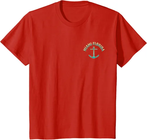 Vista 4 de Camiseta con diseño de pesca en la parte delantera y trasera de Miami Florida USA, Negro