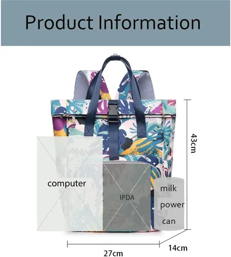 Vista 4 de TFXATFX Mochila de moda, simple, de gran capacidad, ligera, multifuncional, para mamá, casual, portátil, para mamá, Multicolor
