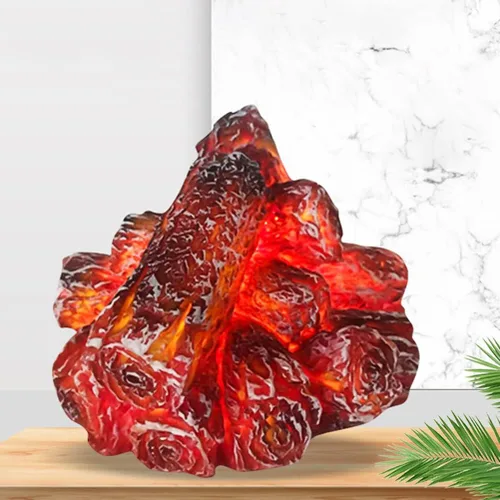 Vista 5 de HEITIGN - Lámpara de chimenea sin llama, lámpara de carbón 3D artificial con leña realista para el hogar, interiores y exteriores