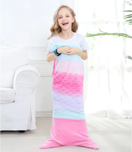 Vista 3 de VHOME Manta de Sirena para Niños - Cálida Manta para Sala de Estar y Sofá, Mantas Abraciciosas para Niños, Regalo de Cumpleaños