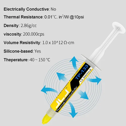 Vista 2 de Pasta térmica JLJ 0.11 oz compuesto a base de carbono para CPU, GPU, IC y disipadores de calor Compuesto térmico de carbono; Amplia