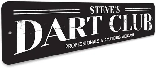 Vista 3 de Letrero de Dart Club, letrero de cueva con nombre de jugador, profesionales y aficionados, decoración de aluminio para sala de juegos, 3 x 13