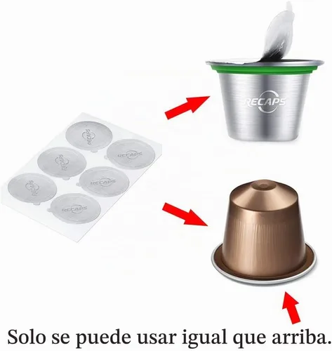 Vista 2 de RECAPS Sellos de aluminio compatibles con Nespresso OriginalLine 120 Pcs