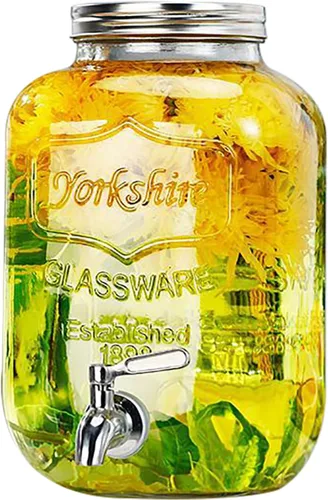 Vista 21 de Dispensador de bebidas de vidrio con espita sin fugas, dispensador de agua, contenedor de jugo para el hogar, dispensador de bebidas frías perfecto
