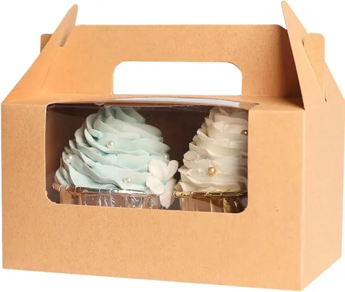 Vista 20 de qiqee Cajas para magdalenas verdes, soportes individuales desechables para magdalenas, 50 piezas, cajas individuales para magdalenas con ventana