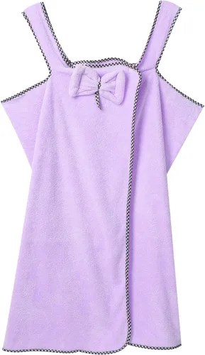 Vista 3 de Aislor Albornoz de baño de algodón para niños y niñas, toalla de baño, toalla de rizo con lazo, cubierta de cuerpo