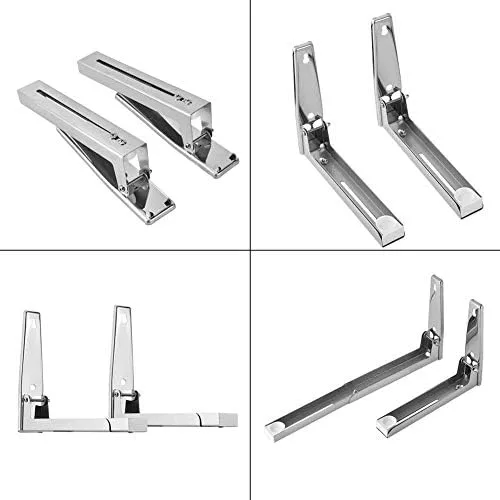 Vista 9 de Soporte de montaje en pared para microondas, soporte de ángulo en L de acero inoxidable 304, soporte para microondas, carga de 77 libras