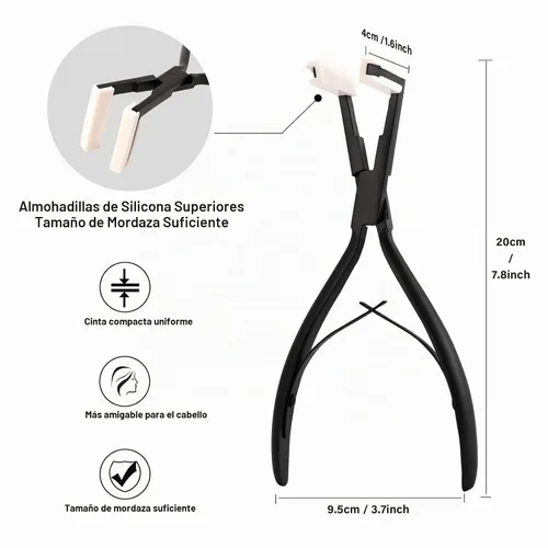 Vista 3 de Gomake Kit de herramientas de extensión de cabello con cinta adhesiva de superficie plana de acero inoxidable, pinzas de sujeción de sellado