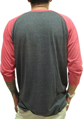 Vista 2 de Bunny Brand Camiseta de hombre DAVID BOWIE Changing Image Rock Raglan Gris