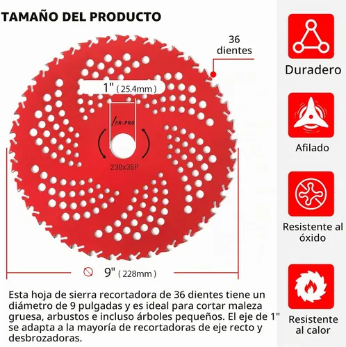 Vista 3 de AR-PRO (Juego de 2) Cuchillas de Cepillo con Punta de Carburo de 9" x 36 Dientes - Hoja de Sierra Recortadora de 36 Dientes con Kit Adaptador
