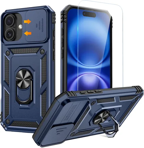 Vista 21 de Goton Funda para iPhone 14 Plus con Protector de Pantalla - Funda con Cubierta Deslizante para Cámara con Soporte de Anillo, Resistente de Grado