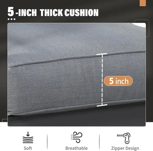 Vista 4 de Solaste Juego de muebles de aluminio para exteriores, juego de conversación de sofá seccional de 4 piezas con mesa de centro de vidrio templado