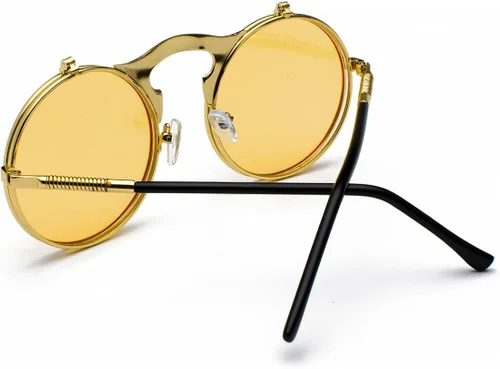 Vista 3 de COASION Gafas de sol redondas vintage para hombres y mujeres, jóvenes, círculo, steampunk, disfraz