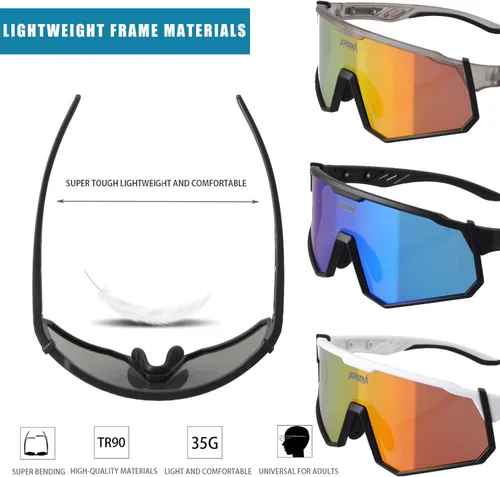 Vista 4 de Gafas de ciclismo polarizadas con 3 lentes intercambiables, gafas de equitación, béisbol, correr, esquí, deportes