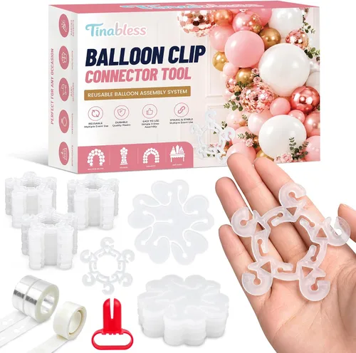 Vista 10 de Tinabless Balloon Arch Clips Set, 80 Reusable Balloon Clips with Tying Tool Balloon Clip Sets - 80pcs