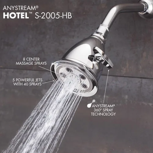 Vista 3 de Speakman S-2005-HB-BC Hotel Anystream - Cabezal de ducha ajustable de alta presión, 2,5 GPM, cromo cepillado