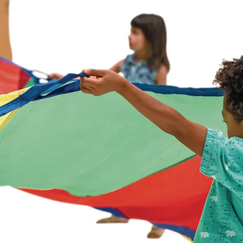 Vista 3 de Excellerations Brawny Tough - Paracaídas de juego arcoíris de 6 pies para niños