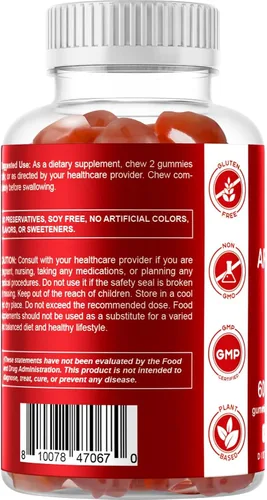 Vista 8 de Vitamatic Gomitas de vinagre de sidra de manzana, 1000 mg por porción, 60 gomitas veganas, gomitas ACV para desintoxicación, apoyo para la pérdida
