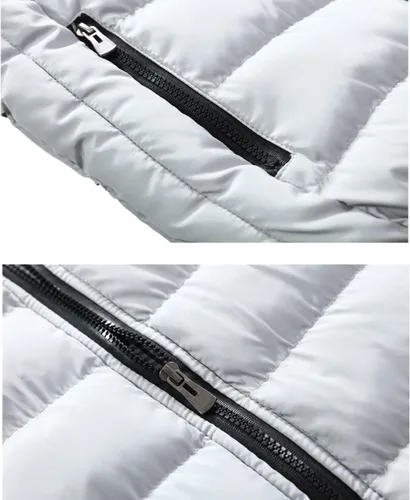 Vista 4 de HOW'ON Chaleco acolchado clásico casual para hombre con cuello alto, chaleco acolchado cálido, sin mangas, abrigo