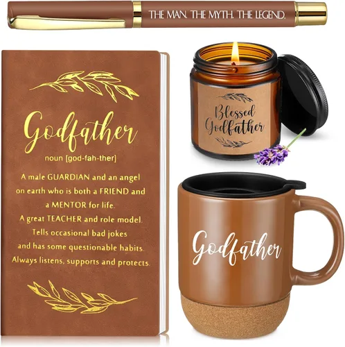 Vista 20 de Hushee 4 piezas de regalos cristianos para hombres, taza de café del hombre de Dios, diario de oración, vela perfumada, bolígrafo bíblico, regalos