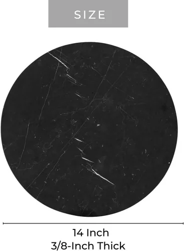 Vista 4 de Bandeja de servir para otomano redonda de piedra de mármol negro pieza central moderna para mesa de cocina y baño decoración organizadora del hogar