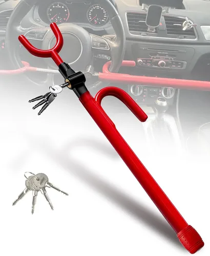 Vista 14 de Bloqueo de Volante Antirrobo de Alta Resistencia para Coche, Abrazadera de Longitud Ajustable, Doble Gancho, Ajuste Universal, Negro