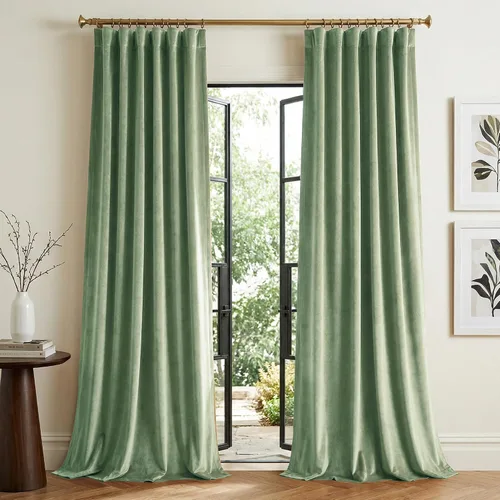 Vista 18 de StangH Cortinas opacas de terciopelo marrón para sala de estar, 52 pulgadas