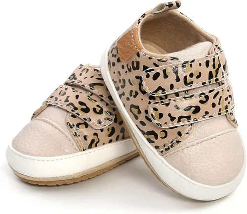 Vista 4 de QWZban Zapatos de bebé para niños y niñas, zapatillas de deporte con suela de goma antideslizante, para cuna de bebé, zapatos de vestir