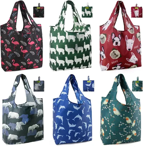 Vista 28 de Bolsas de la compra de animales reutilizables plegables bolsas de comestibles