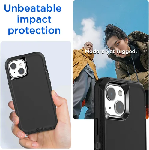 Vista 5 de AICase Funda para iPhone 14 (6.1 pulgadas) con protector de pantalla de vidrio, protección contra caídas de alta resistencia, cuerpo completo, a