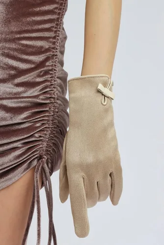 Vista 17 de Sahabowi Guantes de cuero para clima frío Manopla de lana cálida de invierno para mujeres