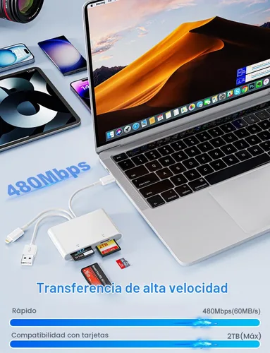 Vista 5 de Adaptador Memory Stick Pro Duo - Lector de tarjetas XD para iPhone/USB C/A, 4 en 1 SD/TF/MS/XD Lector de tarjetas Sony Cybershot lector de tarjetas