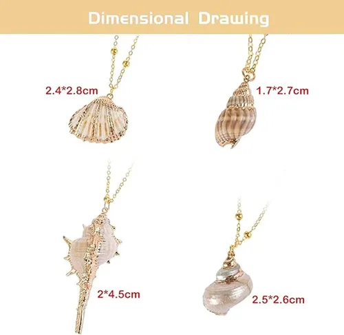 Vista 2 de 5Pcs Natural Scallop Conch Seashell Necklace Inlaid with Gold Rimmed Sea Shell Necklace Adjustable Seashell Jewelry Gifts for Women