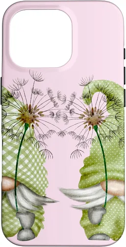 Vista 20 de Gnomos de primavera de diente de león para iPhone 16 para mujeres y divertido estuche de jardinero
