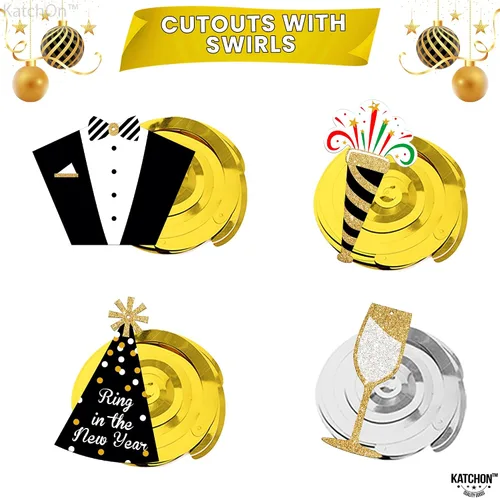 Vista 2 de KatchOn, Remolinos colgantes de Feliz Año Nuevo 2026 – Paquete de 30, NO DIY Suministros para fiesta de Año Nuevo 2026 Decoraciones de Año Nuevo