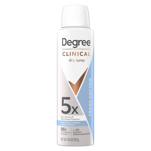 Vista 2 de Degree Spray seco para protección contra el sudor y el olor de 96 horas Fresh Cotton 5X protección 3.8oz