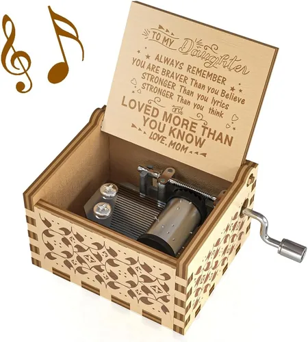 Vista 8 de Ucuber Caja de música con melodía «You are My Sunshine», regalo para mamá de parte de la hija, cajas vintage de tamaño miniatura grabadas con láser