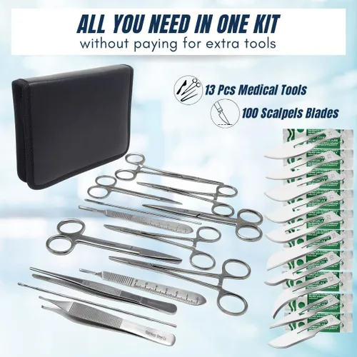 Vista 2 de IMED Scientific Kit de disección avanzada de 114 piezas, juego de disección de anatomía de laboratorio de biología, viene con cuchillas de mango