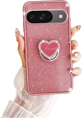 Vista 42 de Funda protectora transparente de 3 capas con anillo bonito soporte, para mujeres y niñas, para Pixel 6 2021 (lavanda)
