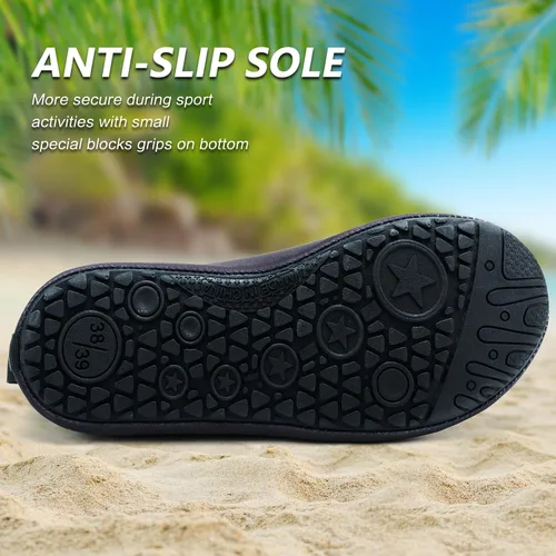 Vista 5 de Deevike Zapatos acuáticos para mujeres y hombres, estilo descalzo, de secado rápido, calcetines de agua sin cordones para playa, piscina, natación