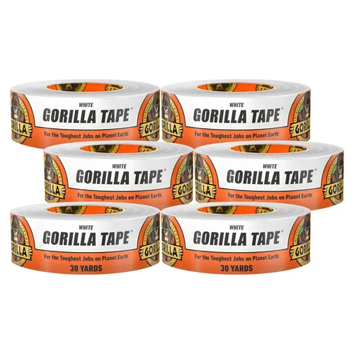 Vista 10 de Gorilla Cinta adhesiva blanca, 1.88" x 30 yardas, blanca, (paquete de 2) Weather Resistant, Indoor & Outdoor Use, Double-Thick Adhesive