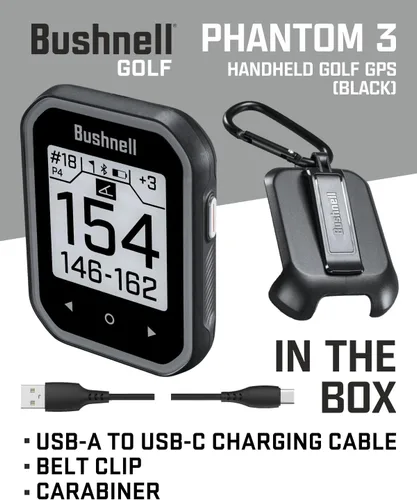 Vista 2 de Bushnell Phantom 2 Telémetro GPS negro con soporte magnético BITE y GreenView con paño de limpieza de lentes Wearable4U