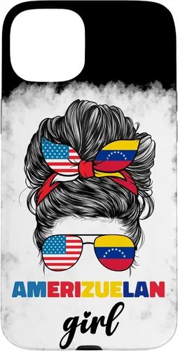 Vista 9 de iPhone 16 Half American And Venezuelan USA Venezuela Flag Girl Funda para mujer