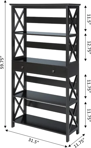 Vista 3 de Convenience Concepts Oxford - Estantería de 5 niveles con cajón, color negro