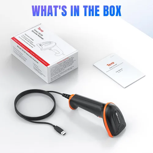 Vista 8 de Tera Escáner de código de barras QR USB 1D 2D actualizado con cable, certificado oficialmente a prueba de polvo a prueba de golpes, impermeable