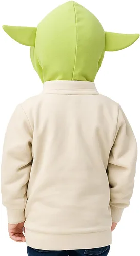 Vista 3 de Star Wars Mandalorian Grogu Zip-Up Hoodie for Toddler Size Adorable and Cozy Little Kids Jacket with Baby Yoda Face & Ear