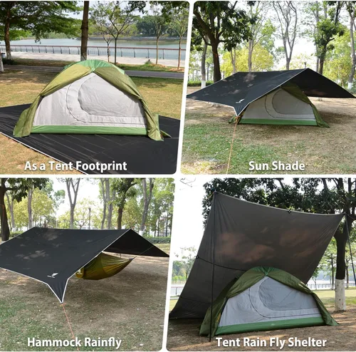 Vista 5 de GEERTOP Lona Grande de 17 x 10 pies Impermeable Portátil Mosca de Lluvia para Hamaca Toldo Exterior Lona de Refugio para Mochileros para Acampar
