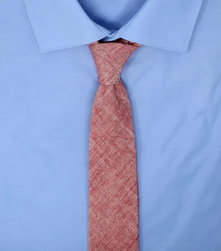 Vista 88 de Corbata delgada de algodón cambray para hombre, estilo desgastado texturizado - 2 1/2 pulgadas de ancho