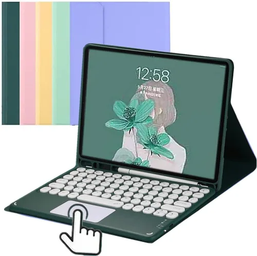 Vista 15 de Funda de teclado para Samsung Galaxy Tab S9 de 11 pulgadas 2023, teclado táctil de tecla redonda, teclado inalámbrico desmontable magnético